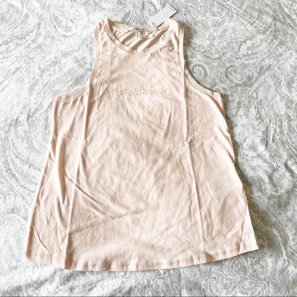 COMUNE Sunshine Tank Top Rose Water Pink NEW NWT Gold Embroidered - Picture 2 of 8